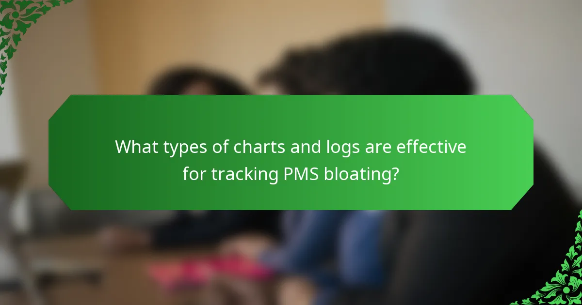 What types of charts and logs are effective for tracking PMS bloating?